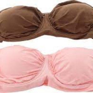 NWT RHONDA SHEAR 2 PIECE ANTIMICROBIAL UNDERWIRE BANDEAU BRA SET CLAY & PINK SM.